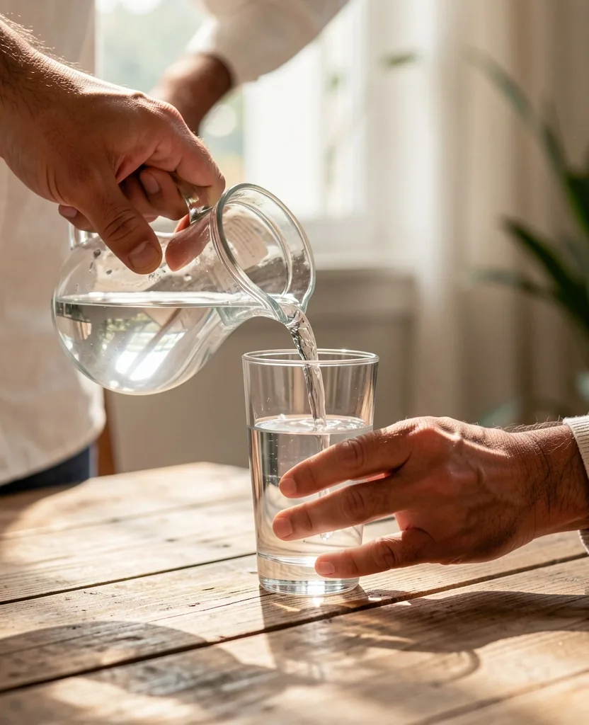 Vaso de agua al inicio del día