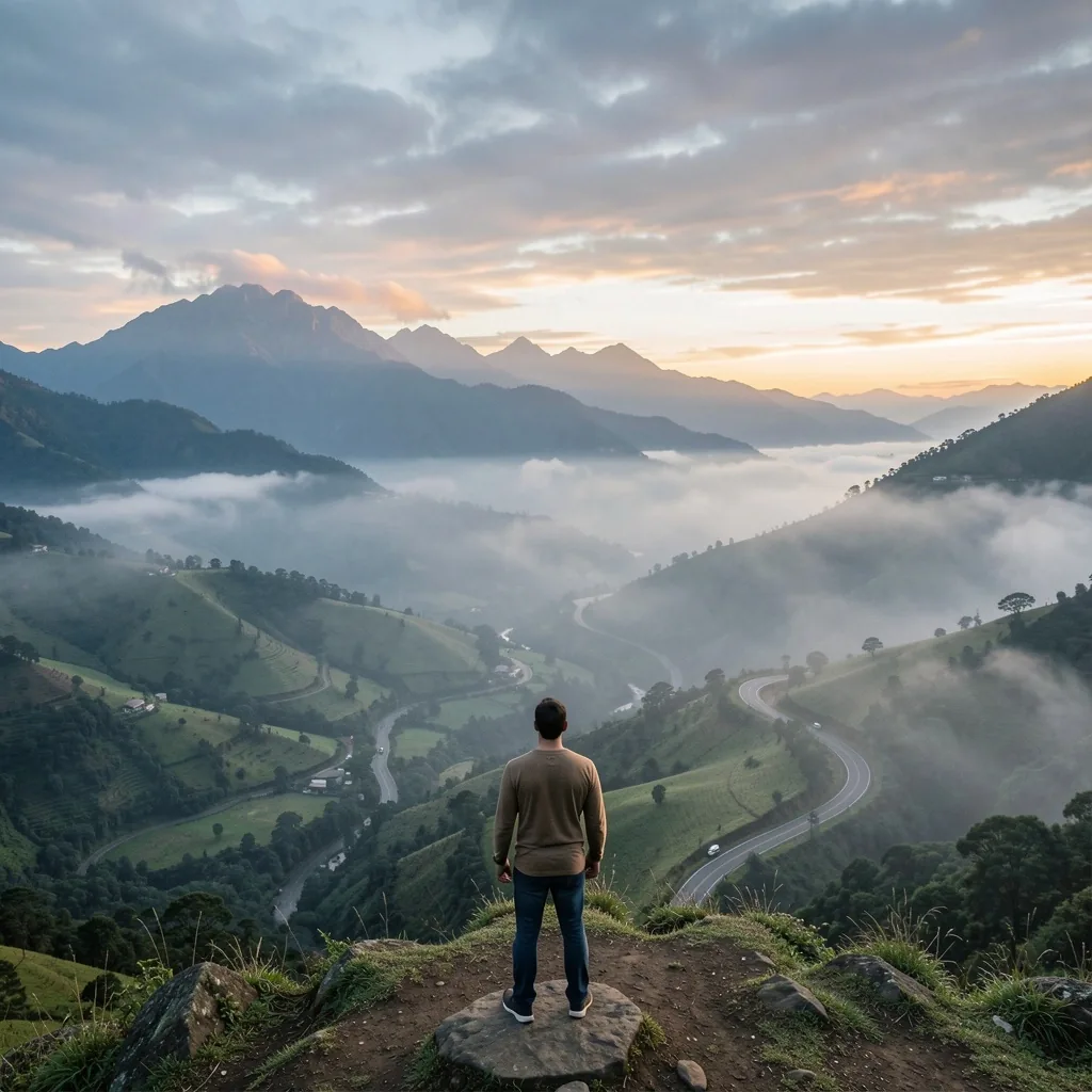 Paisaje andino colombiano al amanecer